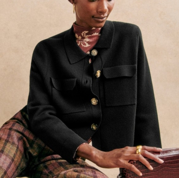 Sezane Betty Cardigan in Black size M NWT - Picture 1 of 9